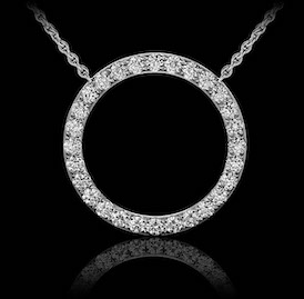 Montluc - Orbit No 1. Circle diamond pendant: set with a continuous line of perfectly selected, brilliant cut diamonds.
