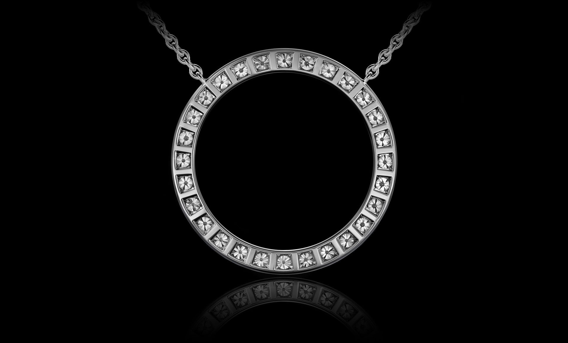 Montluc - Orbit No 1 diamond pendant, view from the back.
