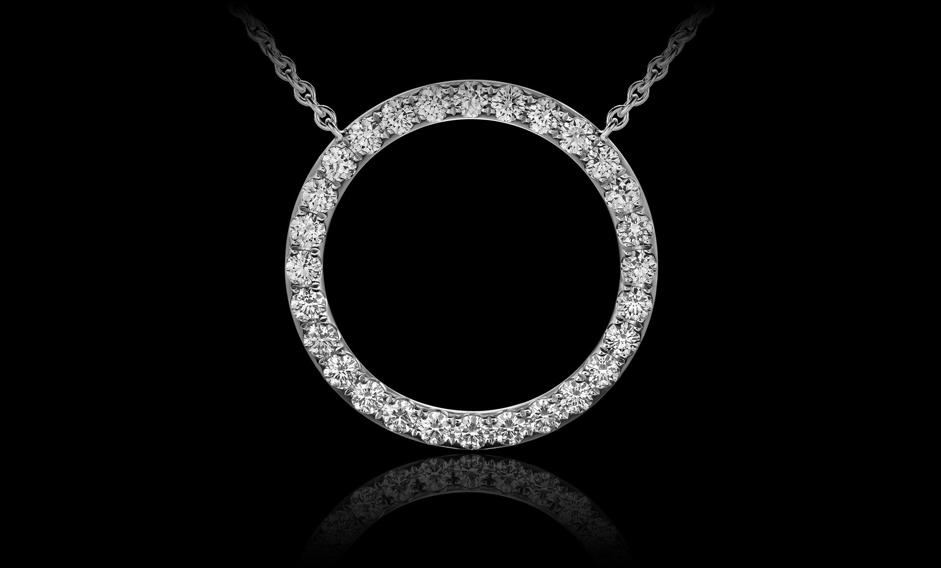 Montluc - Orbit No 1 diamond pendant: set with a continuous line of perfectly selected, round cut diamonds.