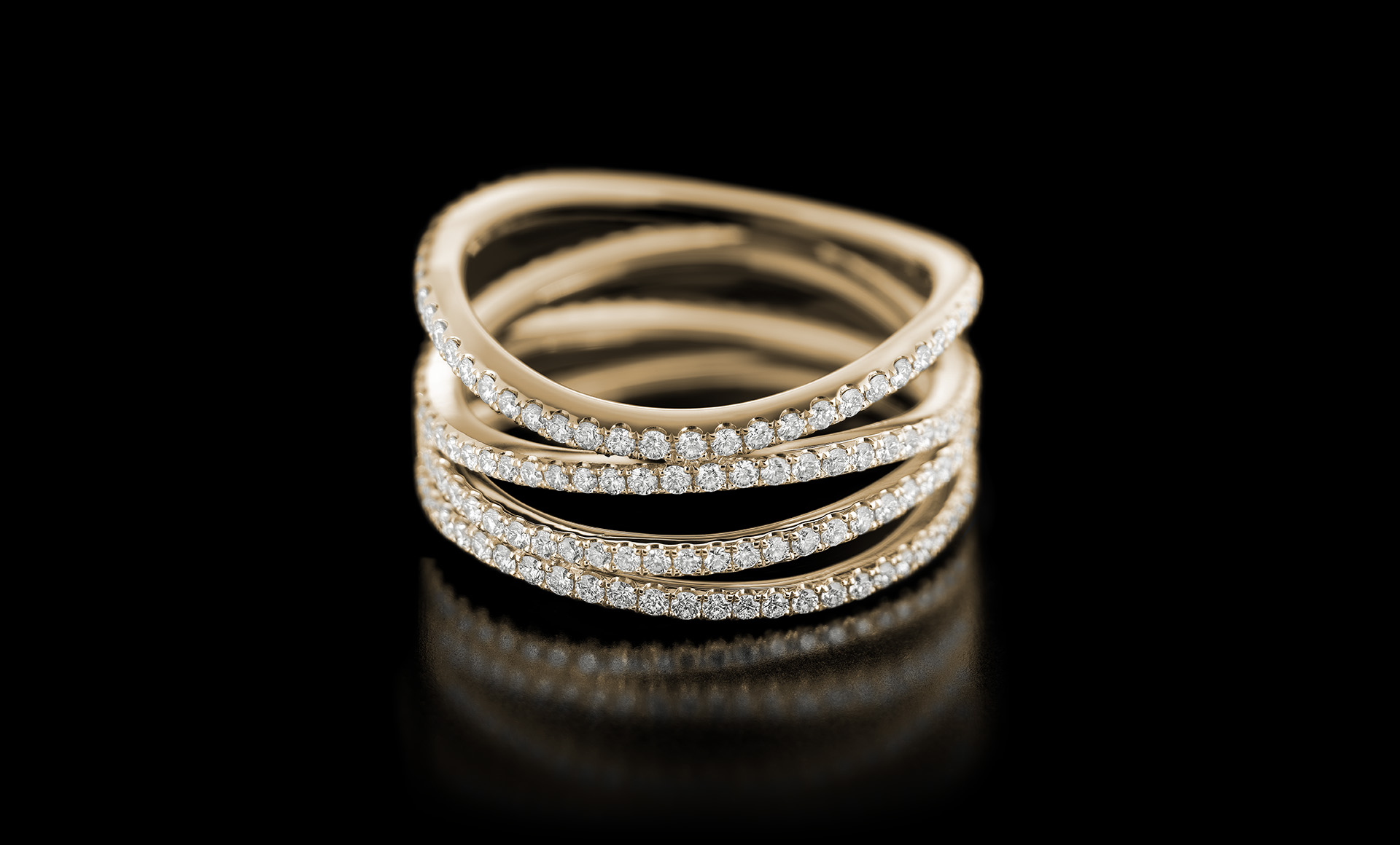 Spiral No.1 diamond ring yellow gold