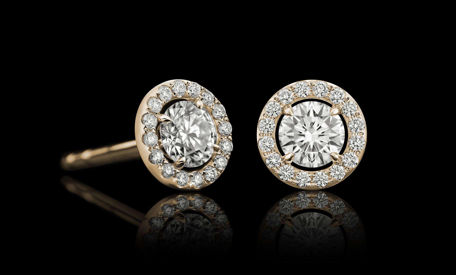 Orbit No.2 diamond studs yellow gold