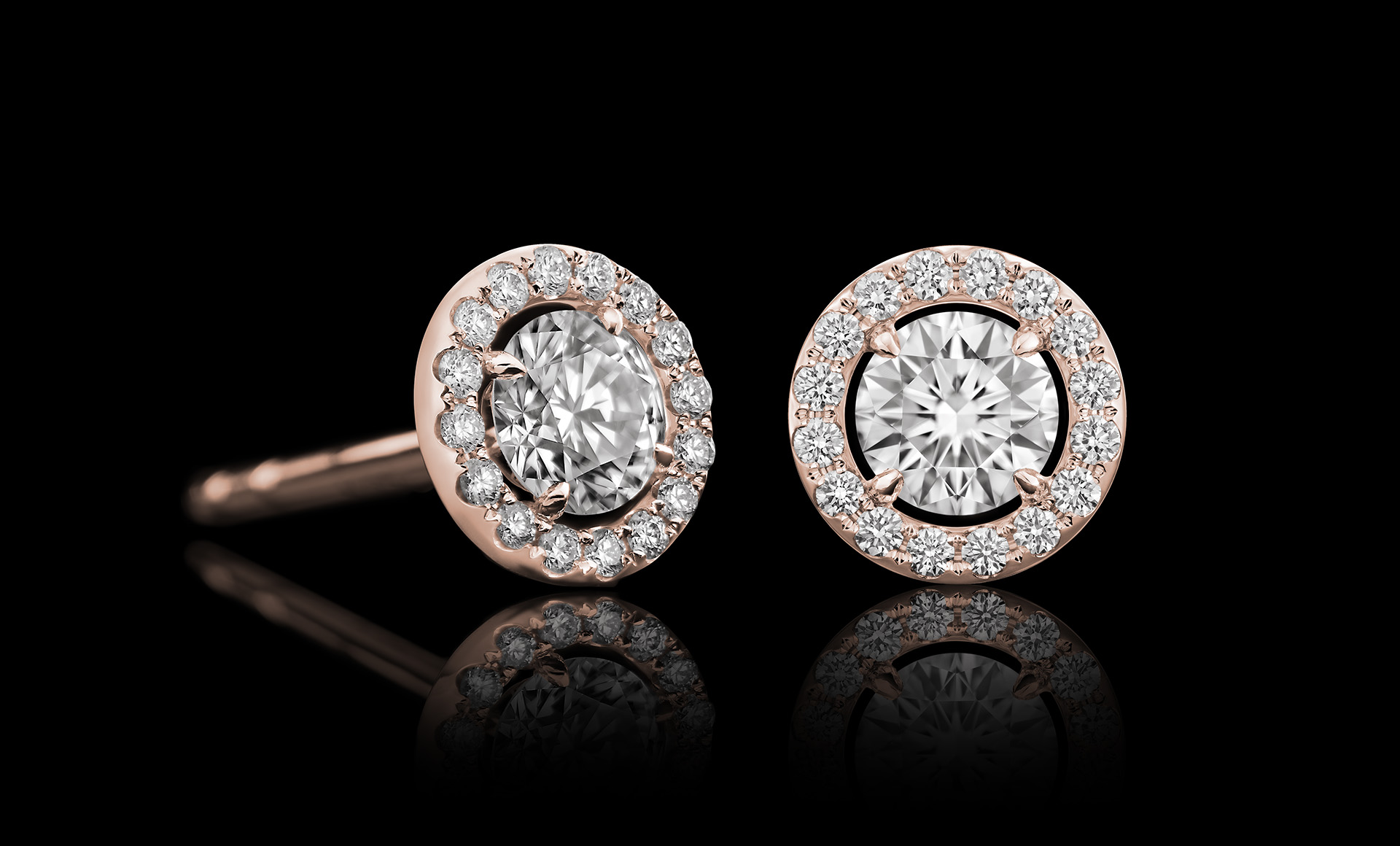 Orbit No.2 diamond studs rose