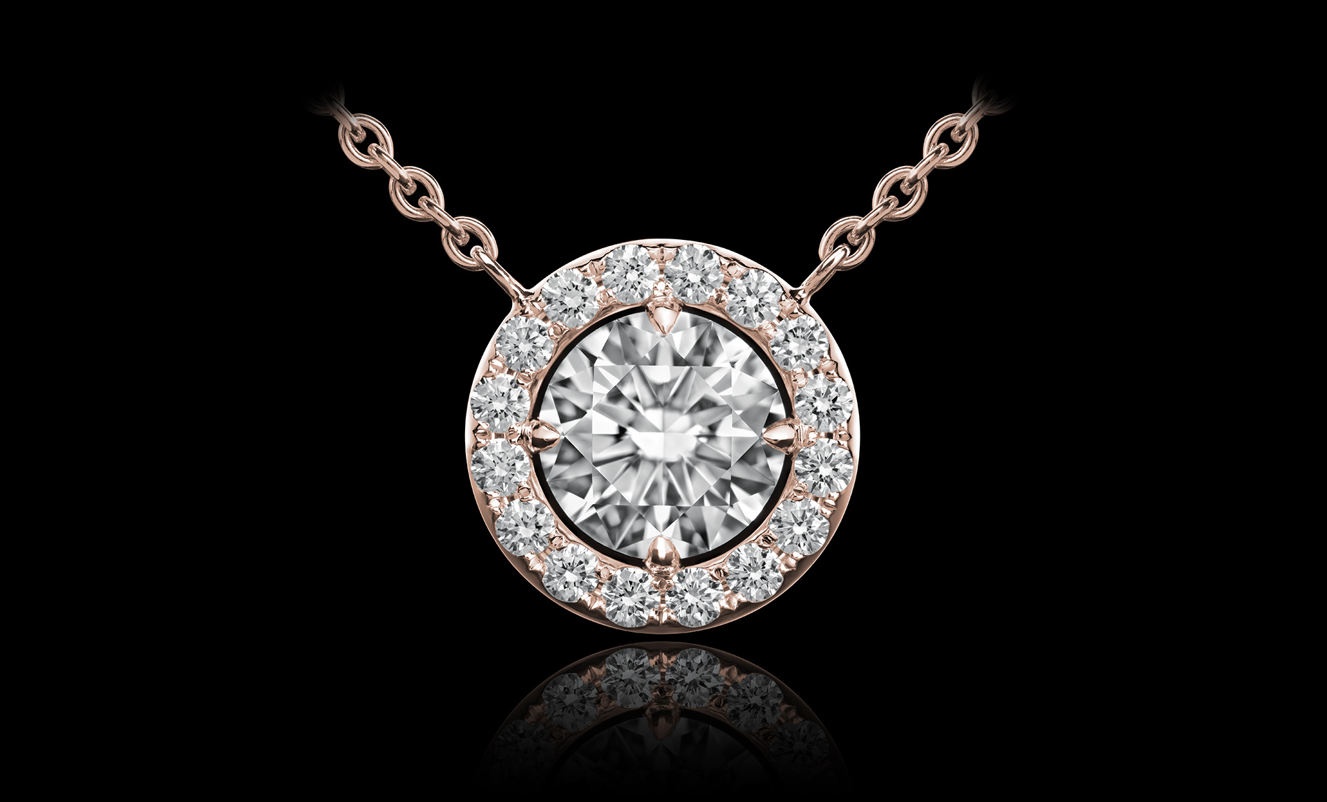 Orbit No.4 diamond pendant rose
