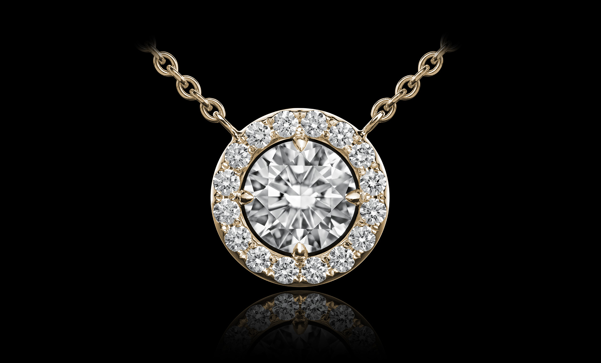 Orbit No.4 diamond pendant yellow gold