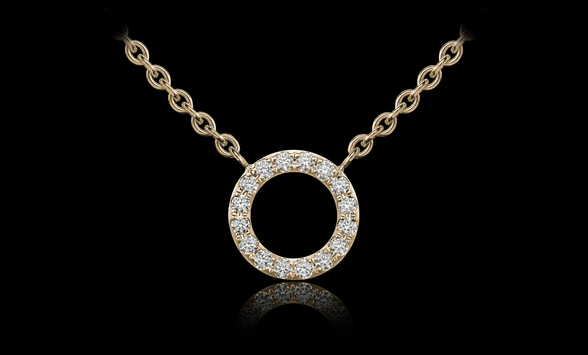Orbit No.3 diamond pendant yellow gold