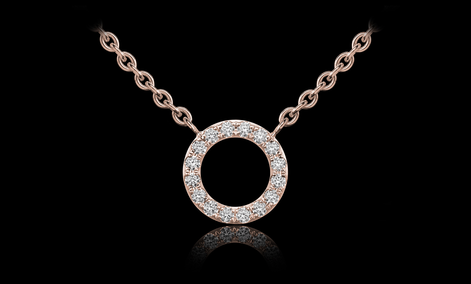 Orbit No.3 diamond pendant rose