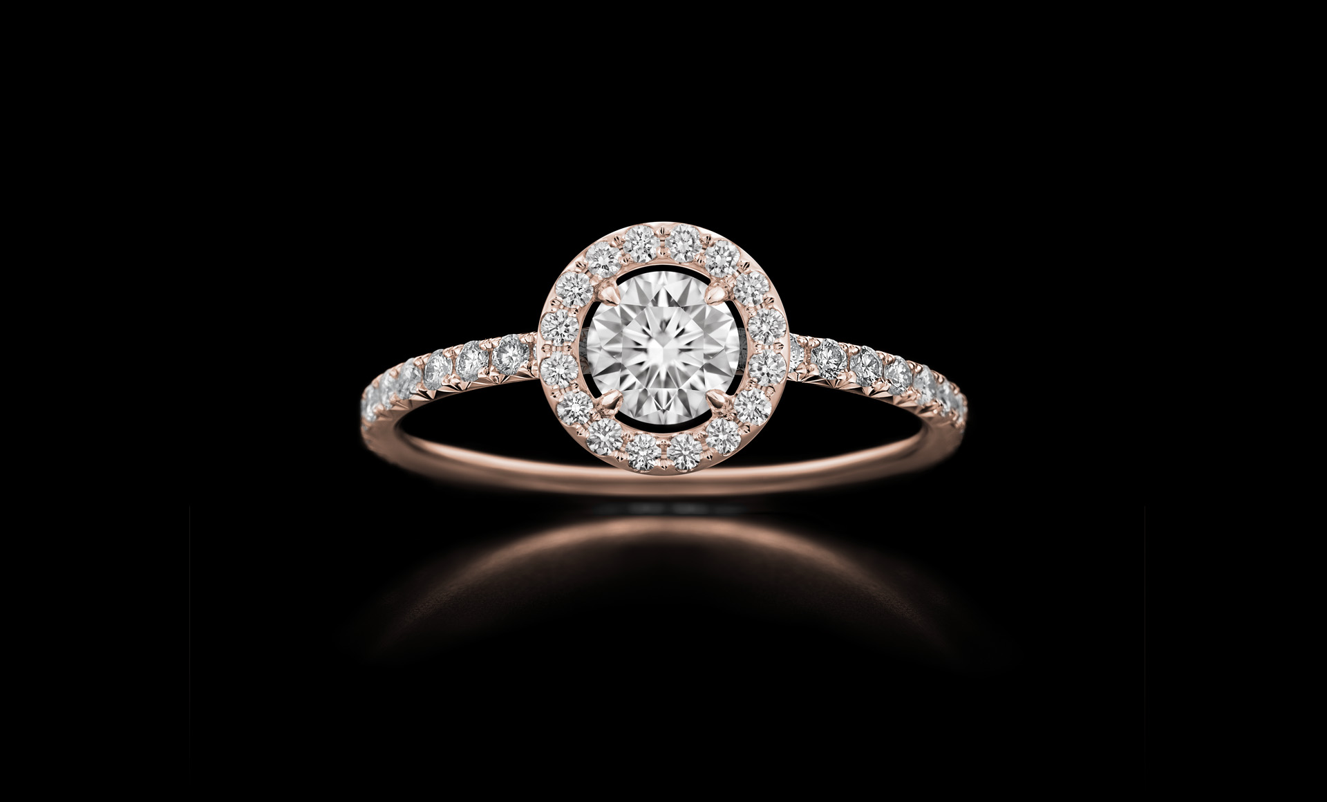Orbit No.5 - diamond ring with centrestone rose gold